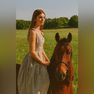 NWOT Moon river Plaid Tie Strap Sundress